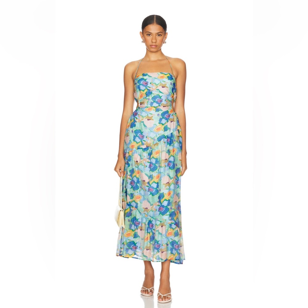 ASTR Miaka Dress in Blue Multi Abstract